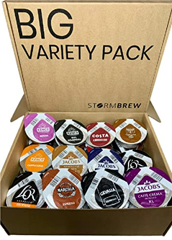 36 Tassimo T-Discs Pods Variety Pack, 1x Each Flavour, 36 Different Blends, Coffee, Hot Chocolate, Tea Gift Box (40+ Pods)