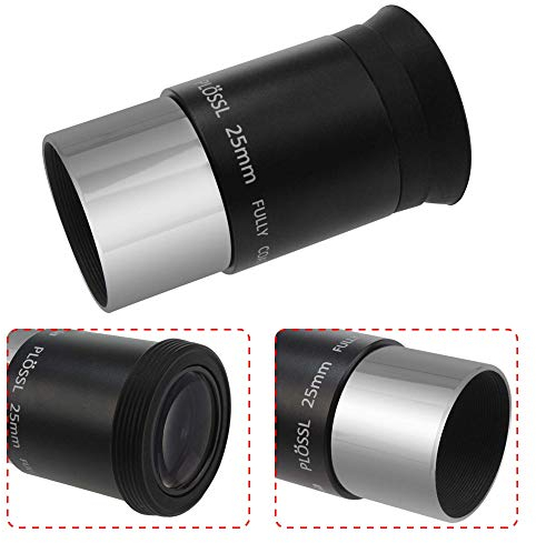 Astromania Teleskop Okular 25mm Plossl, 1,25 Zoll Teleskop Zubehör Okular Voll Multi Coated 4-Element Plossl Design, Metall 50 Grad Scheinbares Sichtfeld für Astronomie Teleskope & Filter