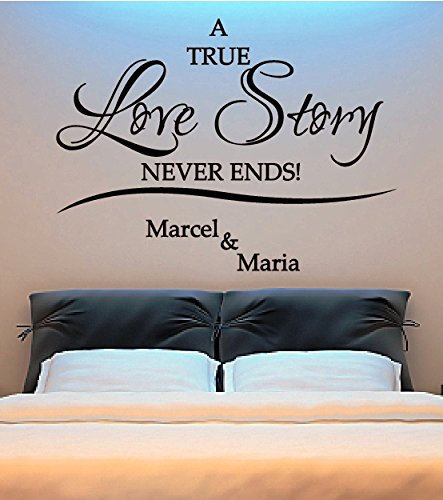 A&D design Deutschland XL WANDTATTOO ***Love Story + Wunschnamen*** mit Motiv,-Farb.- und Größenauswahl! (Love Story, 140cm)