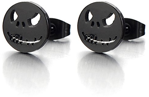 Schwarz Klein Monster Ohrstecker Herren Damen Jungen, Gestüt Ohrringe Edelstahl, Ohrschmuck, 2 Stücke, Punk Rock