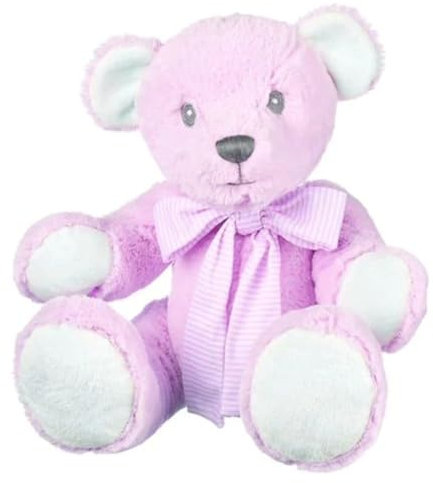 Suki Baby Hug-A-Boo 10083 - Medio Orsacchiotto di Peluche, 30.5 Cm, Rosa con Fiocco di Cotone A Righe.