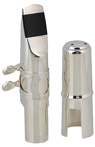 Yibuy # 7 Silber Vernickelt B-Ten Tenor Saxophon Mundstück mit Ligatur Reed