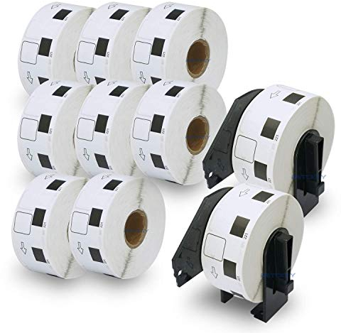 BETCKEY - 10 Rollen DK-11221 Quadratische QR Code Etiketten Kompatibel mit Brother, 23mm x 23mm, 10000 Etiketten für Brother QL Etikettendrucker (2 Wiederverwendbare Etikettenhalter)