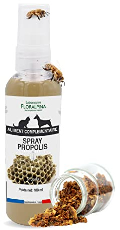 Spray Propolis pour Chien et Chat 100ml |Spray Buccal | Soulage Les Maux de Gorge et stimule Les Défenses Immunitaires | sans Alcool | Floralpina