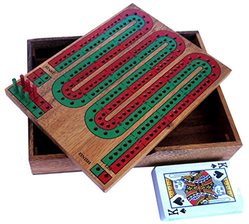 LOGOPLAY Cribbage - Kartenspiel mit Zählbrett aus edlem Samena Holz