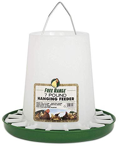 Manna Pro Harris Farms Free Range Hanging Poultry Feeder | Prevents Chickens from Scratching Out Feed | 7 Lbs