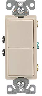 Eaton 7728LA-SP 15-Amp 120-Volt Decorator Heavy Duty Grade Two Single-Pole Combination Switches, Light Almond