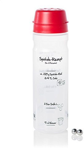 Das Original - Spätzle-Shaker für 4 Portionen (875ml rot) Selbstgemachte Spätzle mit unserem Spätzlemaker - Spätzleshaker die Alternative zur Spätzlereibe, Spätzlepresse, Spätzlesieb, Spätzlehobel
