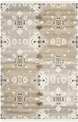 SAFAVIEH Natural Kilim Collection Area Rug - 6' x 9', Grey & Multi, Handmade Moroccan Boho Tribal Wool & Viscose, Ideal for High Traffic Areas in Living Room, Bedroom (NKM318A)