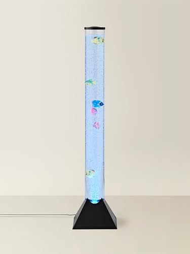 MiniSun | 80cm Colour Changing LED Bubble Tower Floor | Sensory & Mood Lighting, Home Décor & Improvement Essential | Includes Assorted Fish