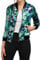 Allegra K Damen Sommer Jacket Langarm Blumen Reißverschluss Frühling Bomberjacke Blouson Grün XS