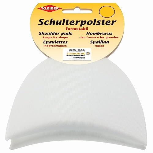 Kleiber KH 8 Haken-und Flauschband Schulterpolster Halbmond, 50% Polyamid, Weiß, 9,5 x 11,5 x 4,5 cm