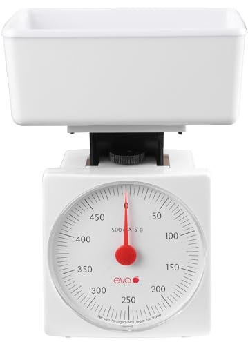 Bilancia meccanica per diete – Precisione fino a 500g – Graduazione 5g – Bianco – Corpo resistente in ABS