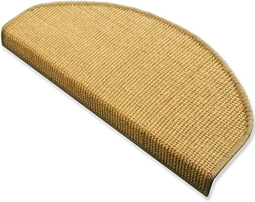etm - Kit de 15 marchettes d'escalier en sisal - qualité Premium - Tapis d'escalier Surface antidérapante - Tapis de marches en Fibres Naturelles - Demi-Lune 25x65 cm, Nature