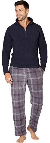 INTIMO - Pigiama da Uomo in Pile con Zip Grigio S