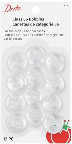Dritz 925 12-Piece Class 66 Bobbins, Plastic