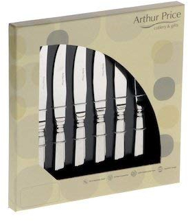 Arthur Price Every Day Britannia Set of 6 Steak Knives, Stainless Steel, 26.4 x 26.6 x 4 cm
