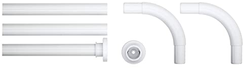 Sealskin Seallux, Ensemble Barre de rideau de douche en U Acier inoxydable, Blanc