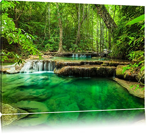 Pixxprint Tropischer Fluss, Größe: 120x80cm, Leinwandbild, fertig gespannt, Wandbild, Dekoration, Kunstdruck, kein Poster