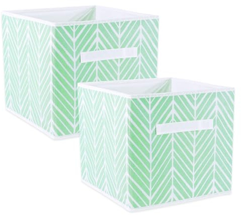 DII Non Woven Storage Collection Polyester Herringbone Bin, Small Set of 2, Mint, 2 Piece