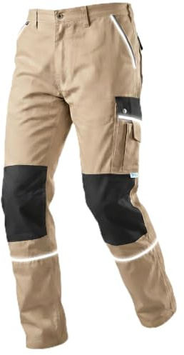 TMG® Lange Arbeitshose für Herren, mit Kniepolstertaschen, viel Stauraum, Männer, Khaki 70 Übergröße