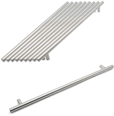 Probrico Pack of 10 Brushed Nickel Stainless Steel Kitchen Cabinet T Bar Handle Furniture Drawer Pulls Cuoboard Knobs PD201HSS320 (320mm Hole centers/385mm Long)