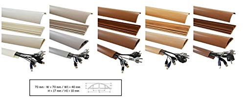 netproshop Fußboden Kabelkanal PVC (Halbrund, Selbstklebend, 70x17mm) (1 Meter), Farbe:Braun