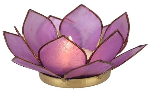 GURU SHOP Lotus Teelicht Muschel 11x4 cm - Dunkel-lila