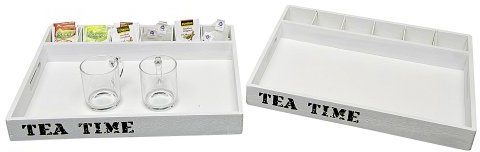 Serviertablett tea time m.Fäch
