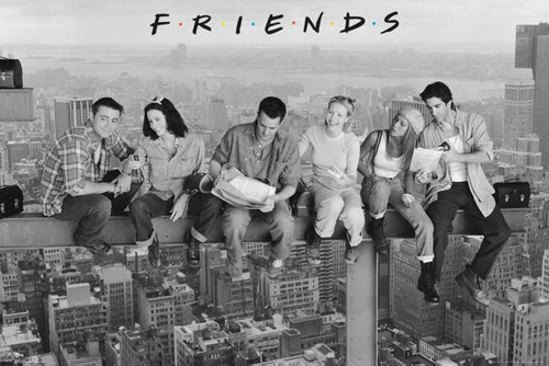 Friends On Girder-Poster con accessorio incluso Cornice in MDF, nero