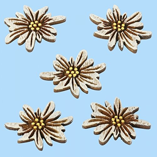 Tafeldeko.de 10er Pack Edelweiss Holz Tischdeko