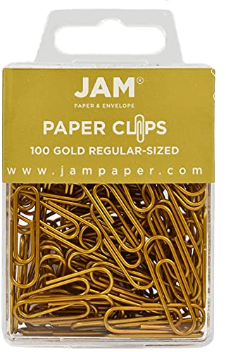 JAM PAPER Farbige Standard Büroklammern - Klein 25,4 mm - Goldene Büroklammern - 100/Packung