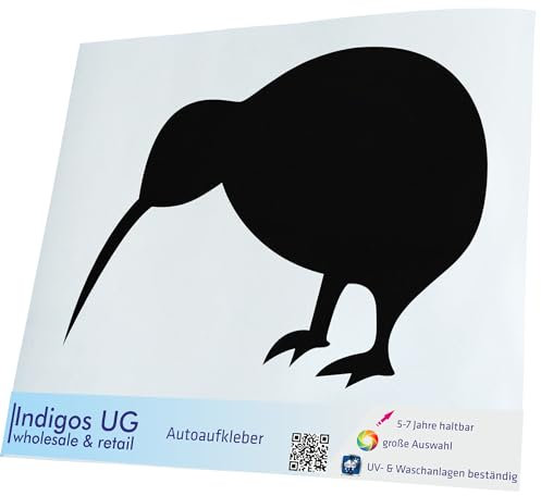 INDIGOS UG Auto Aufkleber Auto - 160x120 mm - Kiwi Neuseeland - schwarz - Selbstklebender Sticker für Auto, Fenster, Bus oder LKW