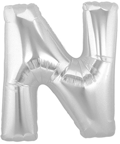 Grabo XXL Riesen Buchstabe Folienballon 102 cm (40) Farbauswahl – Perfekte Deko für Geburtstage, Jubiläen & Feiern – Happy Birthday - für Helium und Luft! Wiederverwendbar! (Silber, N)
