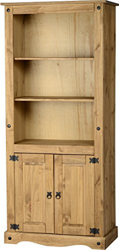 Seconique Corona 2 Door Display Unit/Bookcase in Distressed Waxed Pine