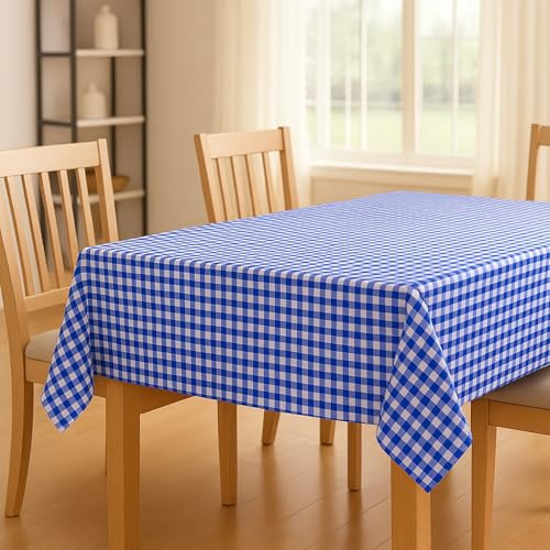 Hans-Textil-Shop Tischdecke Karo Blau 130x130 cm – Baumwolle, Kariertes Tischtuch 1x1 cm, handgenäht & handgeschnitten, Tischwäsche Landhaus Made in Europa