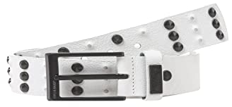 Cipo & Baxx Herren Gürtel Belt Nieten Design Ledergürtel CG122 Weiß 105