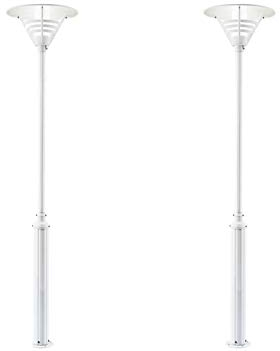 KONSTSMIDE 2er Set Mastleuchte / Gartenlaterne GEMINI, Höhe 243 cm, E27, Alu weiß / Opalglas, 517-250