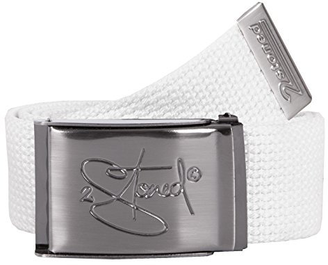 2Stoned Gürtel Stoffgürtel Weiß, matte Schnalle Classic, 4 cm breit, Koppelgürtel für Damen und Herren