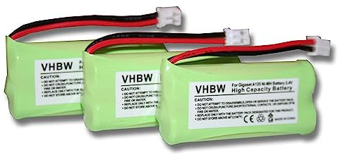 vhbw 3X Batterie Compatible avec Siemens Gigaset A12, A14, A24, A26, A145, A260, AS140, AL4H, Q063, Universum CL15, SL15 téléphone Fixe sans Fil (700mAh, 2,4V, NiMH)