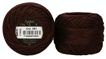 Anchor Perlgarn 8, 4591008-00381, Farbe:dunkelbraun, Stickgarne