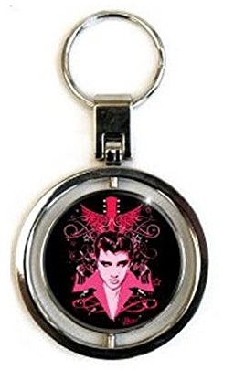 ELVIS PRESLEY Schlüsselring Keychain Lets Face it Nue offiziell metal spinner One Size