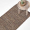 Homescapes Teppichläufer Madras braun 66x200 cm – handgewebter Teppich aus Hanf & Recycling-Leder, Flachgewebe im Streifen-Design