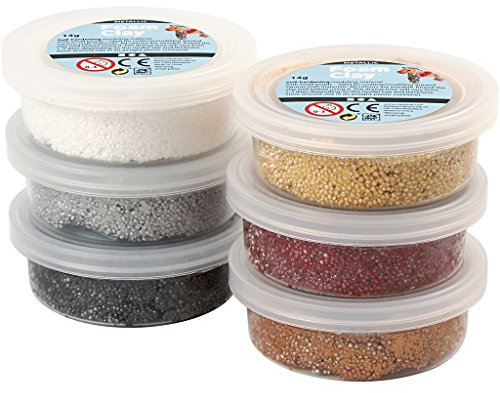 Foam Clay, Sortiment, sortierte Farben, metallic, 6x14 g, weiß-schwarz-Brauntöne