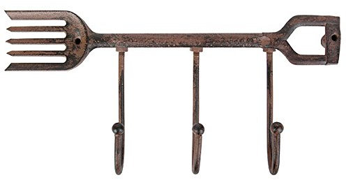 Esschert Design Rustikale Garderobe Wandhaken Garten Harke Gusseisen Antik-braun