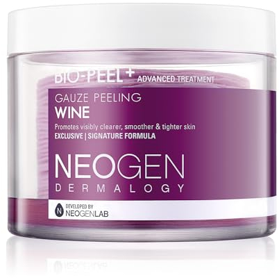 DERMALOGY by NEOGENLAB Bio-Peel Mull-Peeling-Pads (Wein, 30 Pads) und Rotwein & Resveratrol & Säure-Hyaluronsäure – Koreanische Hautpflege
