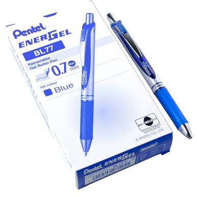 Pentel EnerGel XM BL77 Gelschreiber mit Druckmechanik, blau (12 Stück)