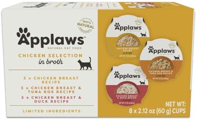 Applaws Natural Wet Cat Food, 8 Count, Limited Ingredient Cat Food Pots, Chicken Variety Count in Broth, 2.12oz Pots