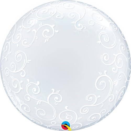 Qualatex 13693 34.780,2 cm Deco Fancy filigranen 2,5 cm BubbleBallon,24,Weiß/Rosa