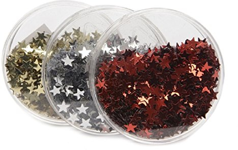 Unbekannt Sterne Flittersterne Weihnachten Tischdeko hellgold Silber rot 1 Dose